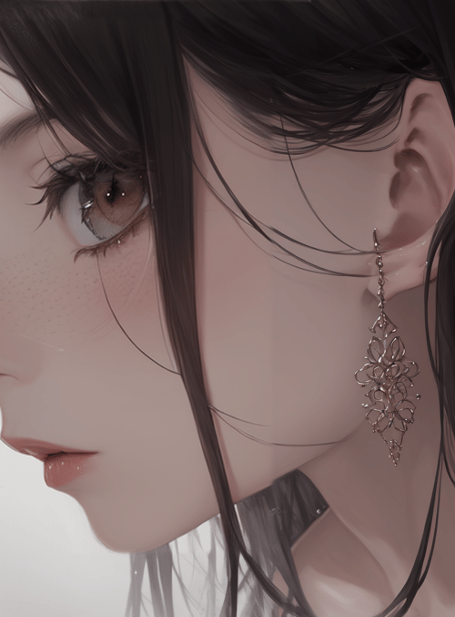 girl, hair, earring