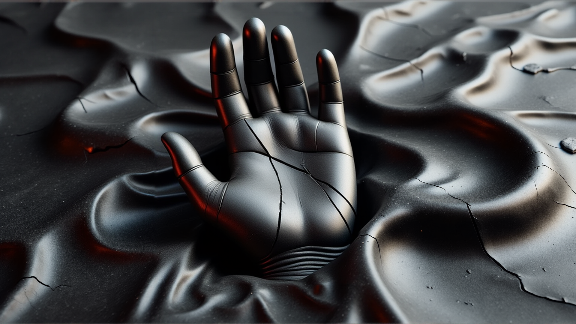 AI generated wallpaper featuring hand, cracked surface