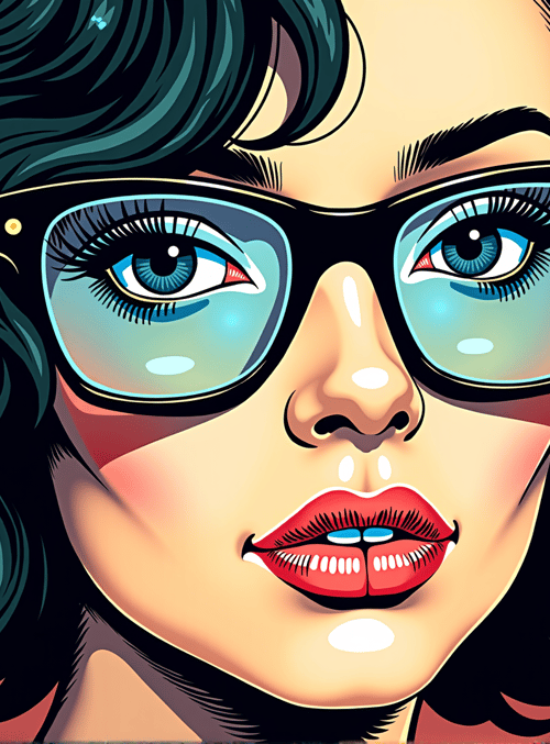 woman, glasses, hair, lips, eyelashes
