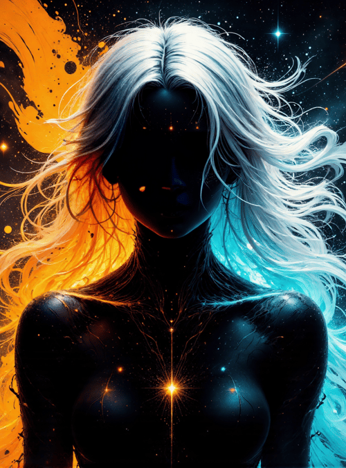 woman, hair, stars