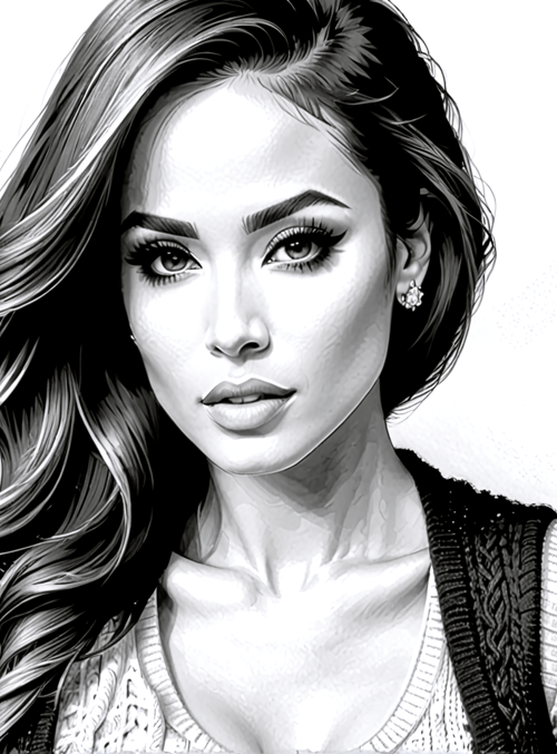 woman, tattoo, hair, earring, sketch, pencil