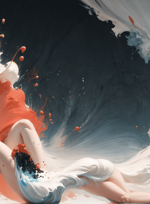 woman, paint, wave