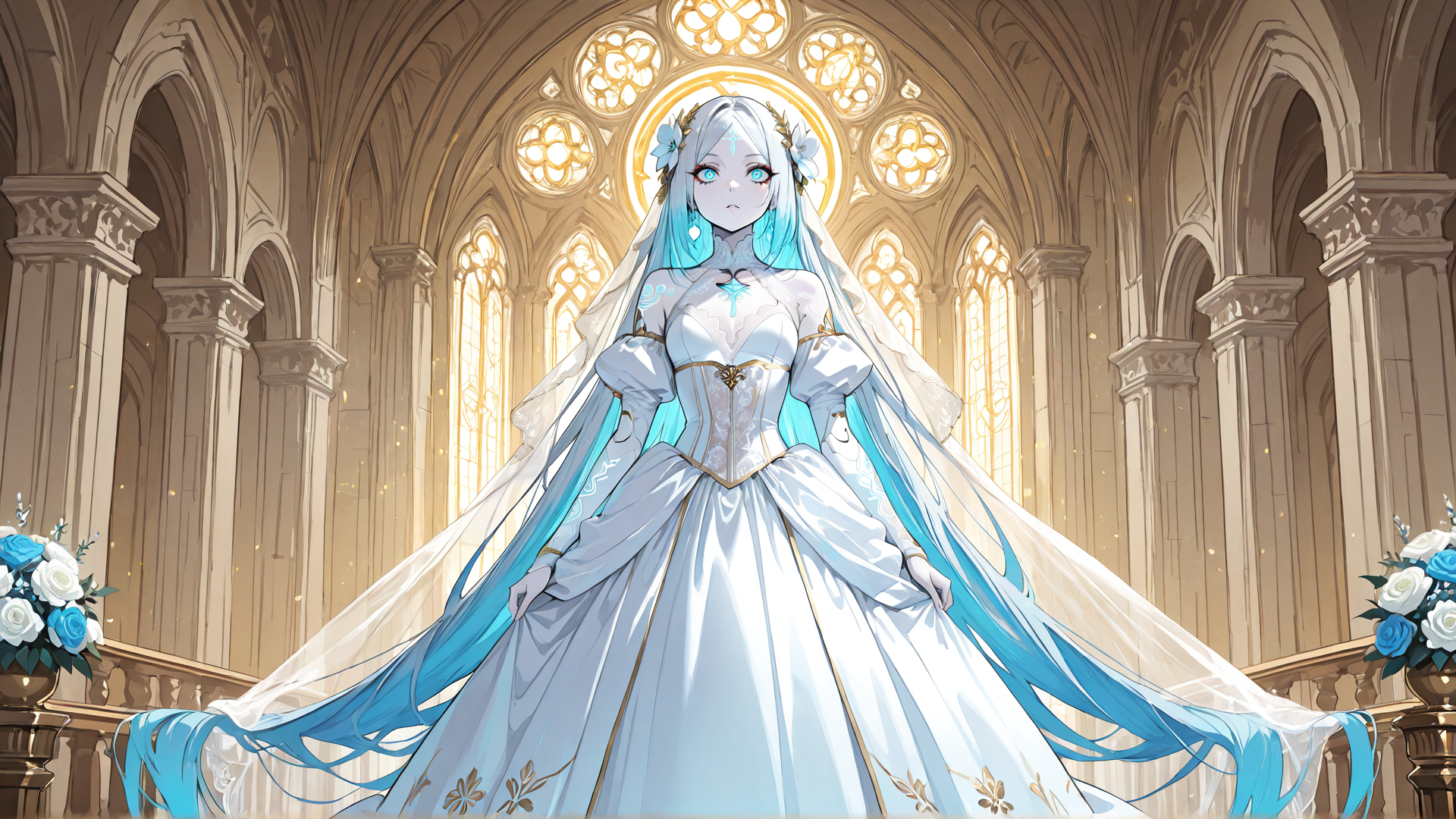 AI generated wallpaper featuring girl, bride, angel, princess, goddess