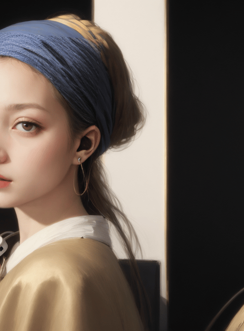 woman, headband, earphones