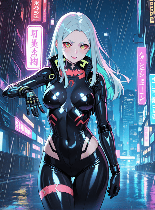 cyberpunk, woman, neon