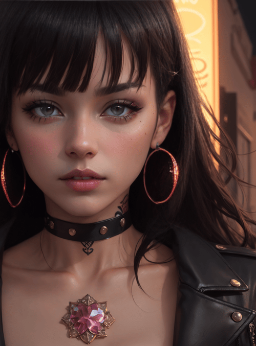 woman, street, neon