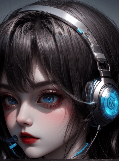 girl, headphones, mic