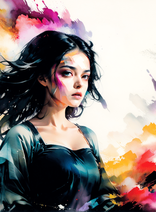 woman, painting, art, figure, hair