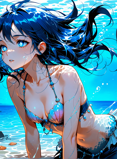 mermaid, ocean, coral, fish, seashell, sunlight, whale, water, scales, underwater