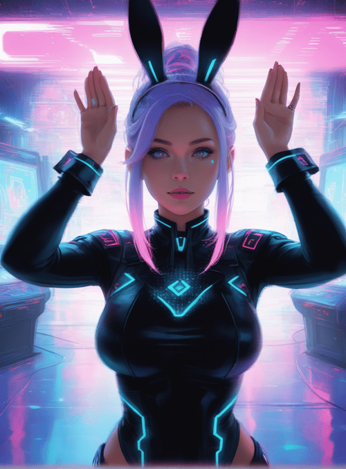 rabbit, cyberpunk, gamer