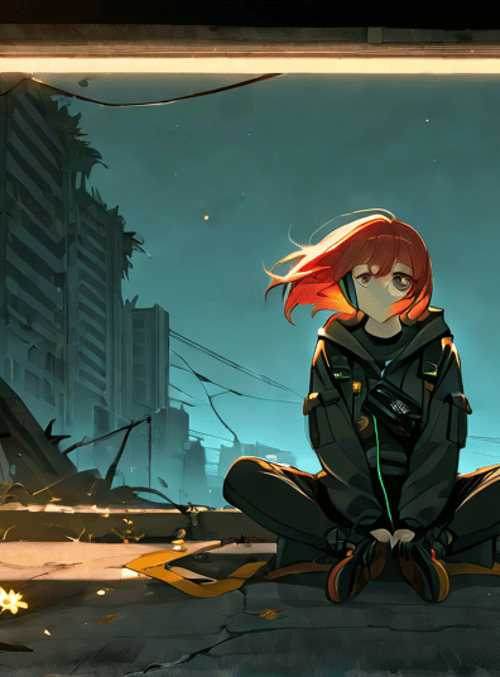 girl, city, flowers