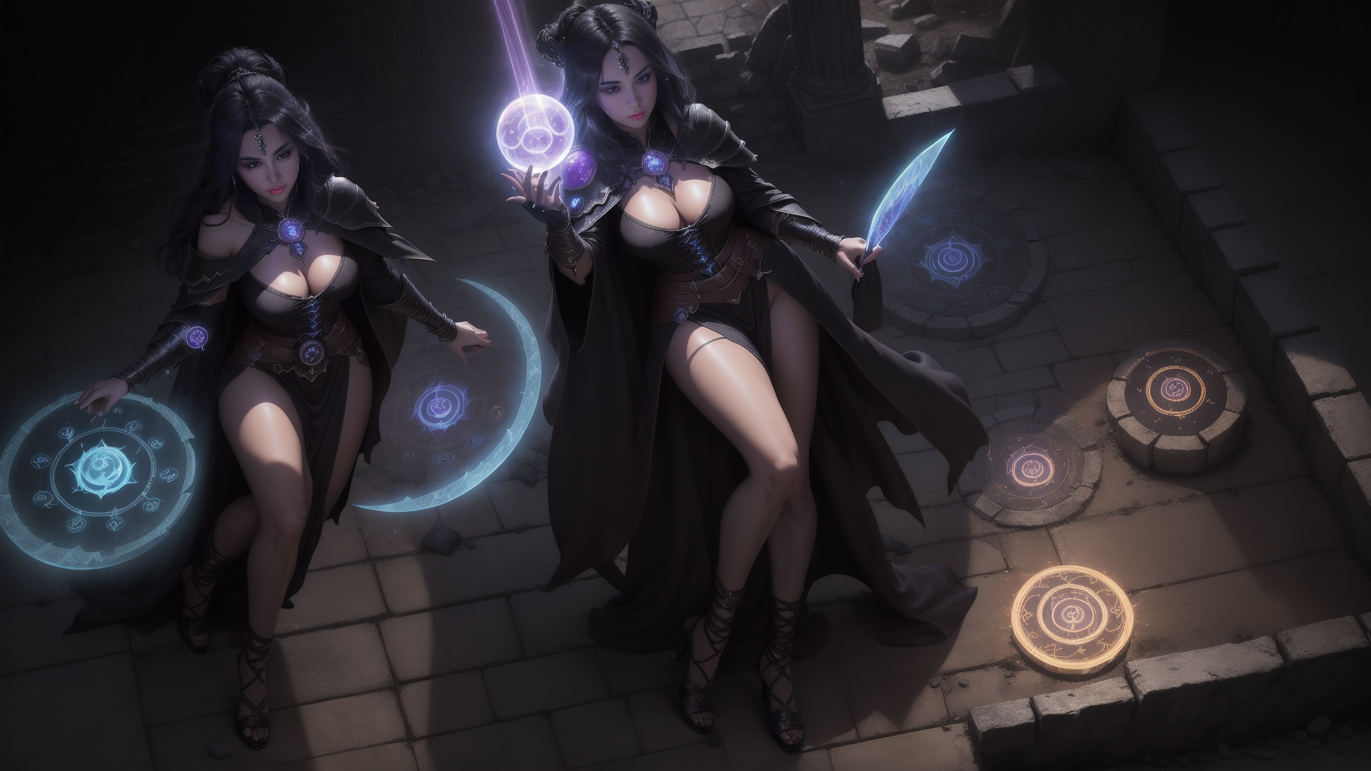 AI generated wallpaper featuring witch, sorceress, mage