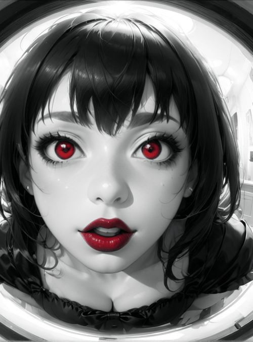 girl, corridor, fisheye, portrait
