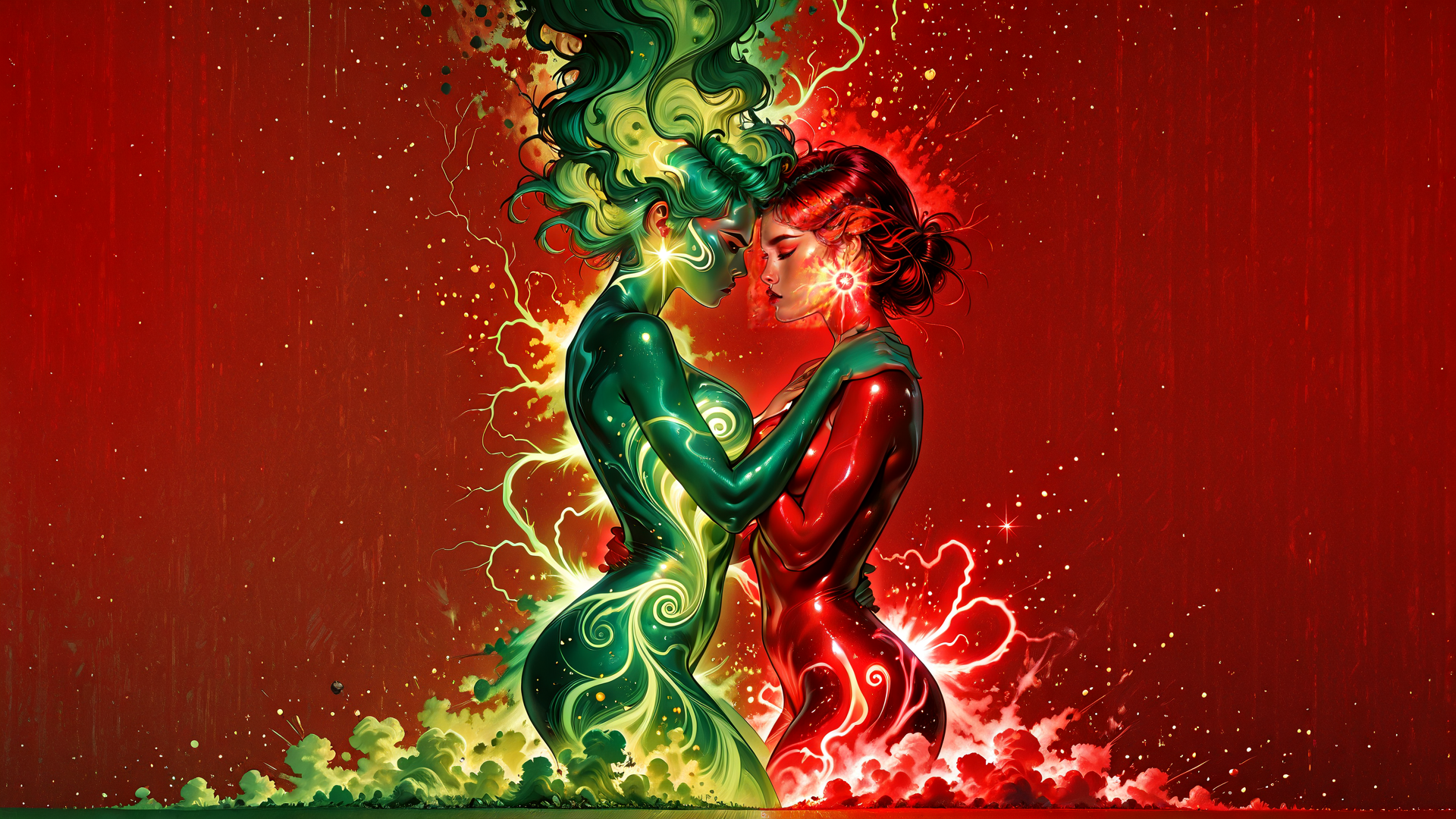 AI generated wallpaper featuring woman, woman, electricity, lightning, soul