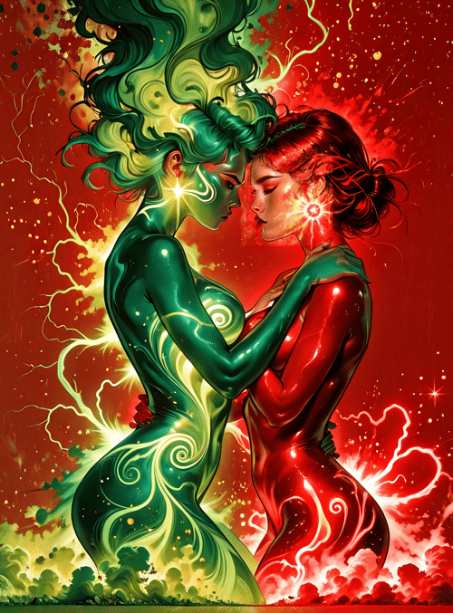 woman, woman, electricity, lightning, soul