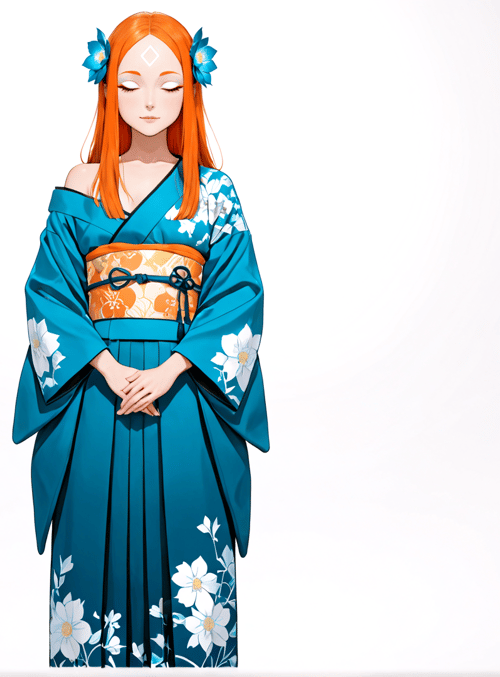woman, kimono, flower, hair