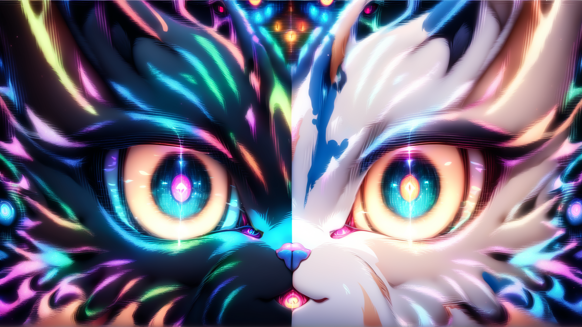 AI generated wallpaper featuring cat, feline, digital
