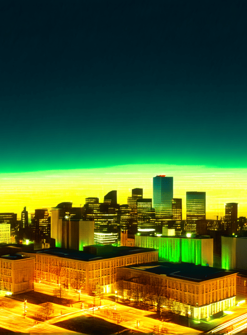 city, aurora, buildings