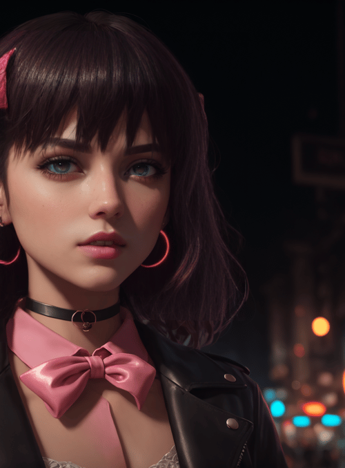 girl, street, neon