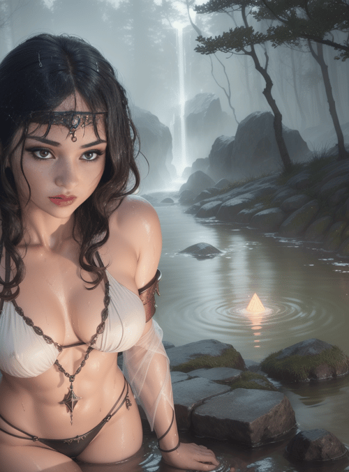 elf, woman, water