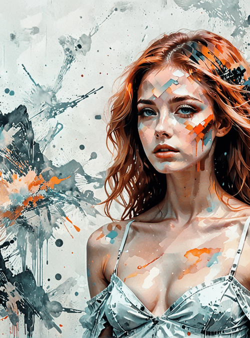 woman, paint, splotch, spray, ink, inkblot, painting, art, splash, splatter