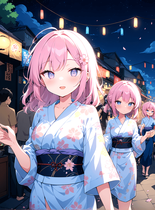 anime, girl, market