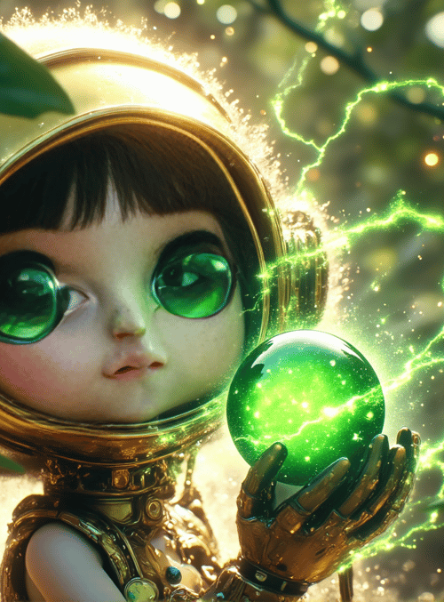doll, spacesuit, crystal