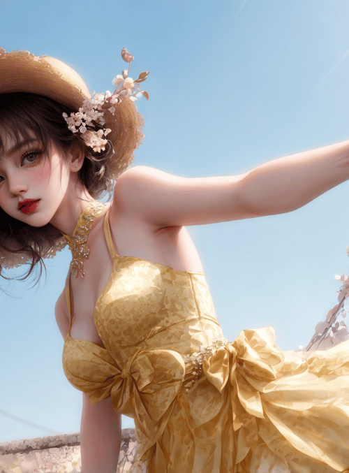 woman, dress, hat