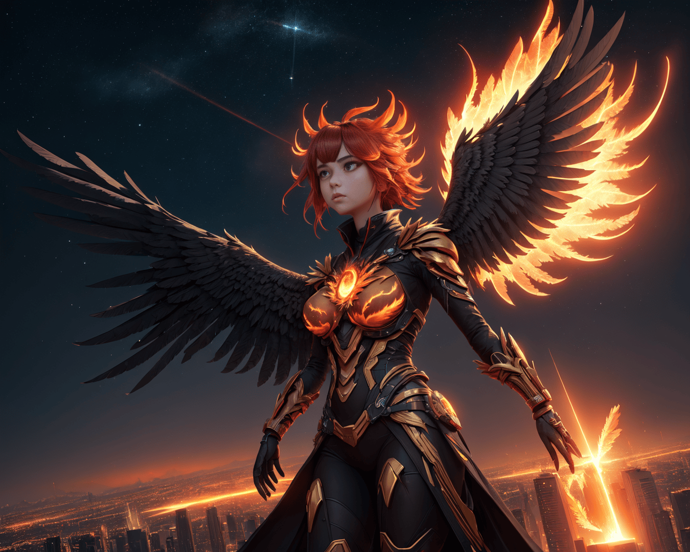 AI generated wallpaper featuring angel, warrior, woman
