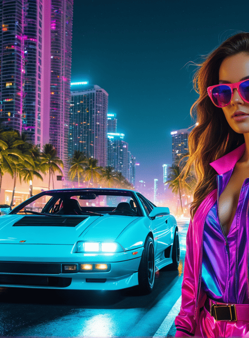 woman, car, city