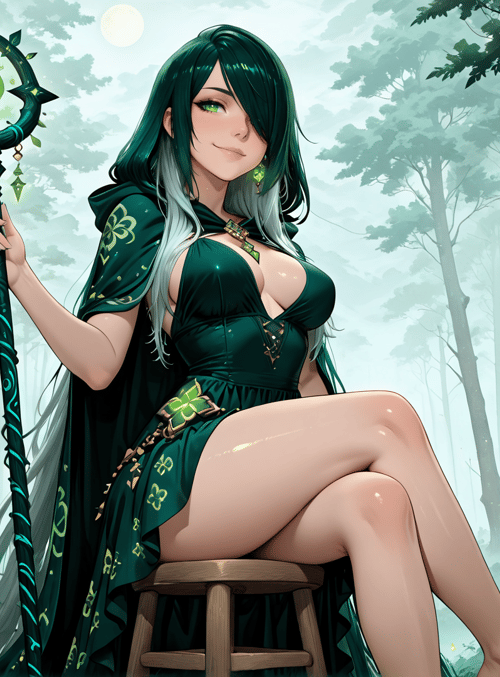 witch, forest, crown, staff, fairy, tree, moonlight, clothing, glowing, fairy