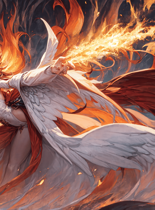 angel, fire, girl