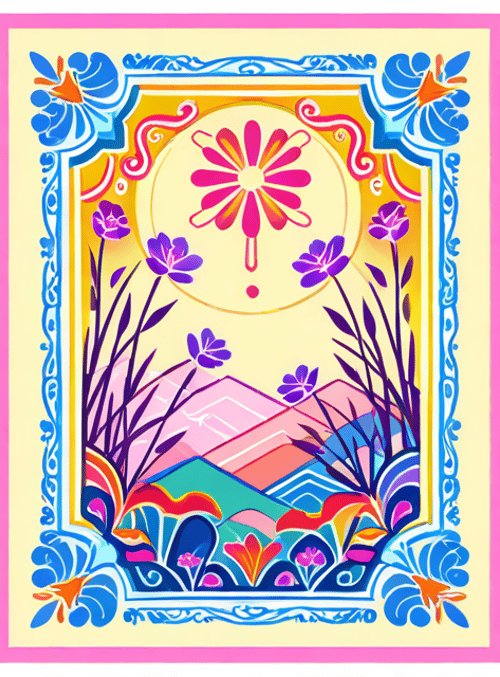 flower, mountain, sun