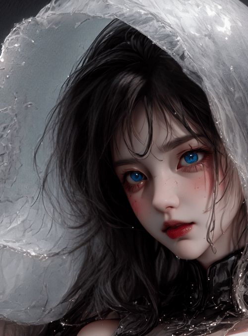 woman, veil, hair