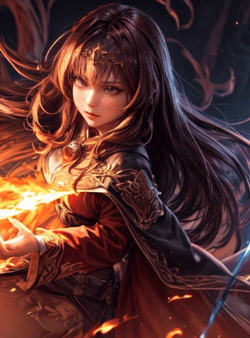 woman, mage, fire
