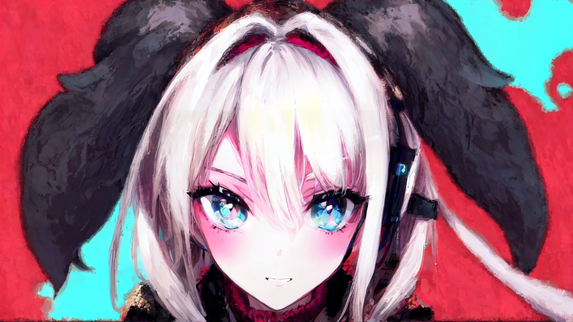 AI generated wallpaper featuring anime girl, bunny ears, headphones