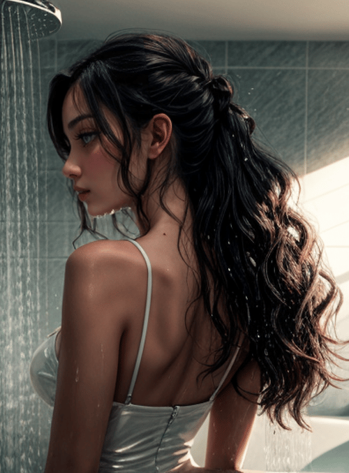 woman, bath, shower