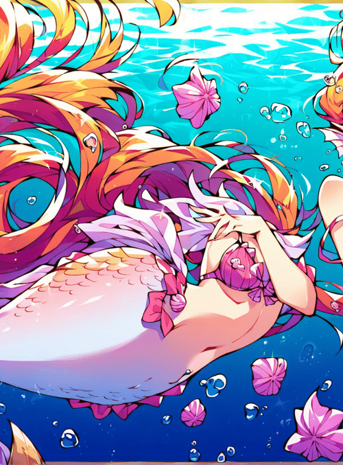 mermaid, fish, butterfly, bubble, water
