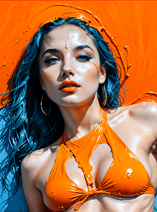 woman, bikini, paint, hair