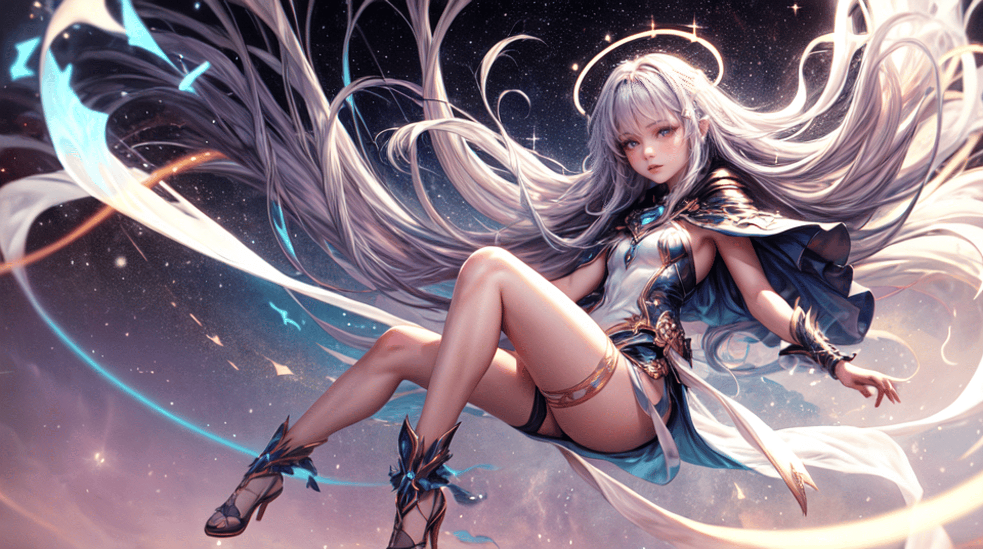 AI generated wallpaper featuring angel, fashion, cosmic