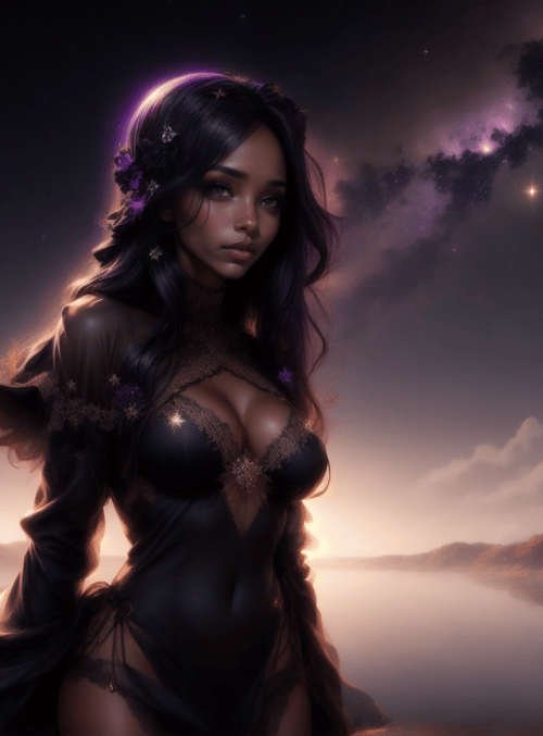 woman, nature, galaxy