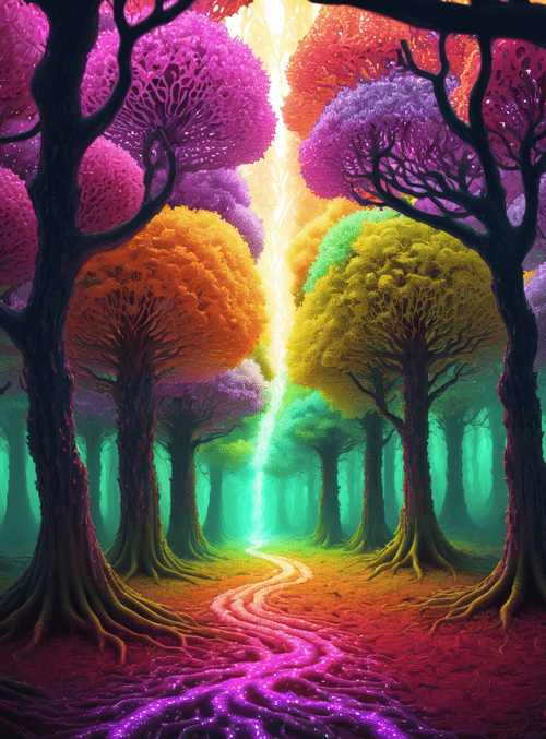 trees, forest, path