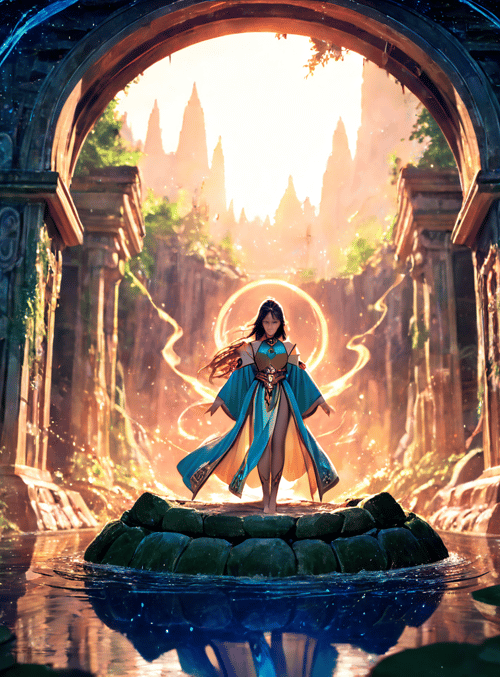 woman, archway, castle