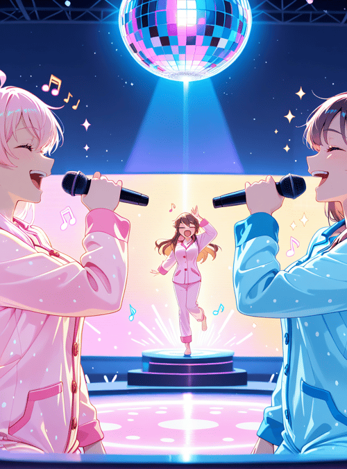 girls, microphones, stage