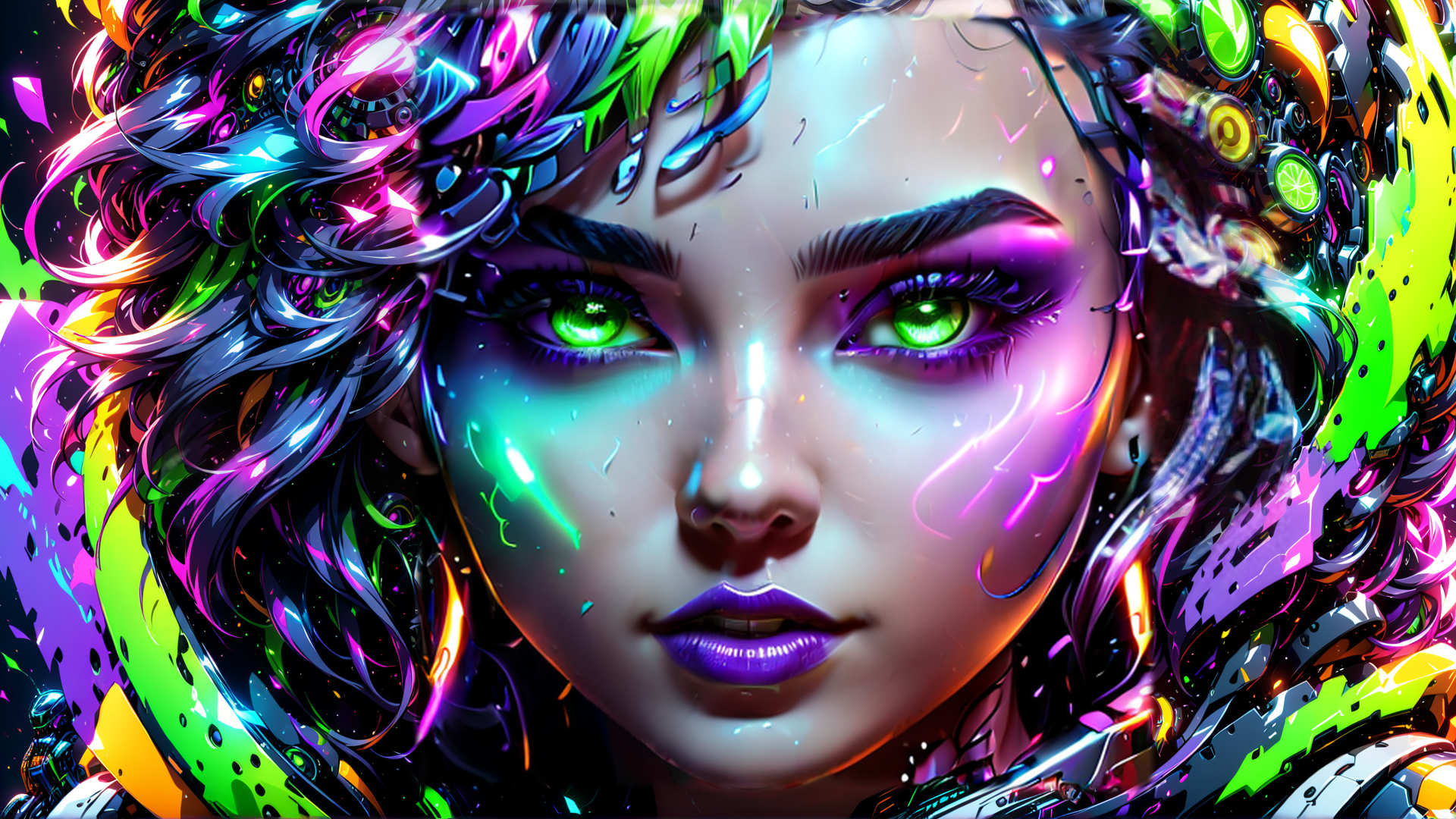 AI generated wallpaper featuring cyberpunk, neon, woman