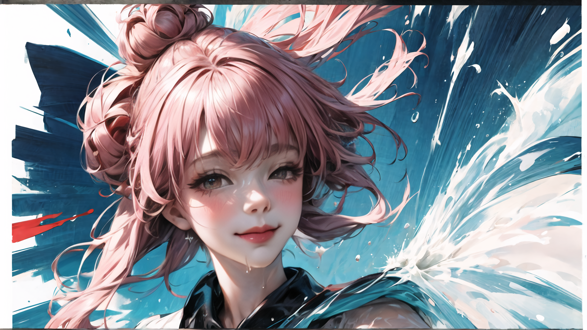 AI generated wallpaper featuring girl, water, hair
