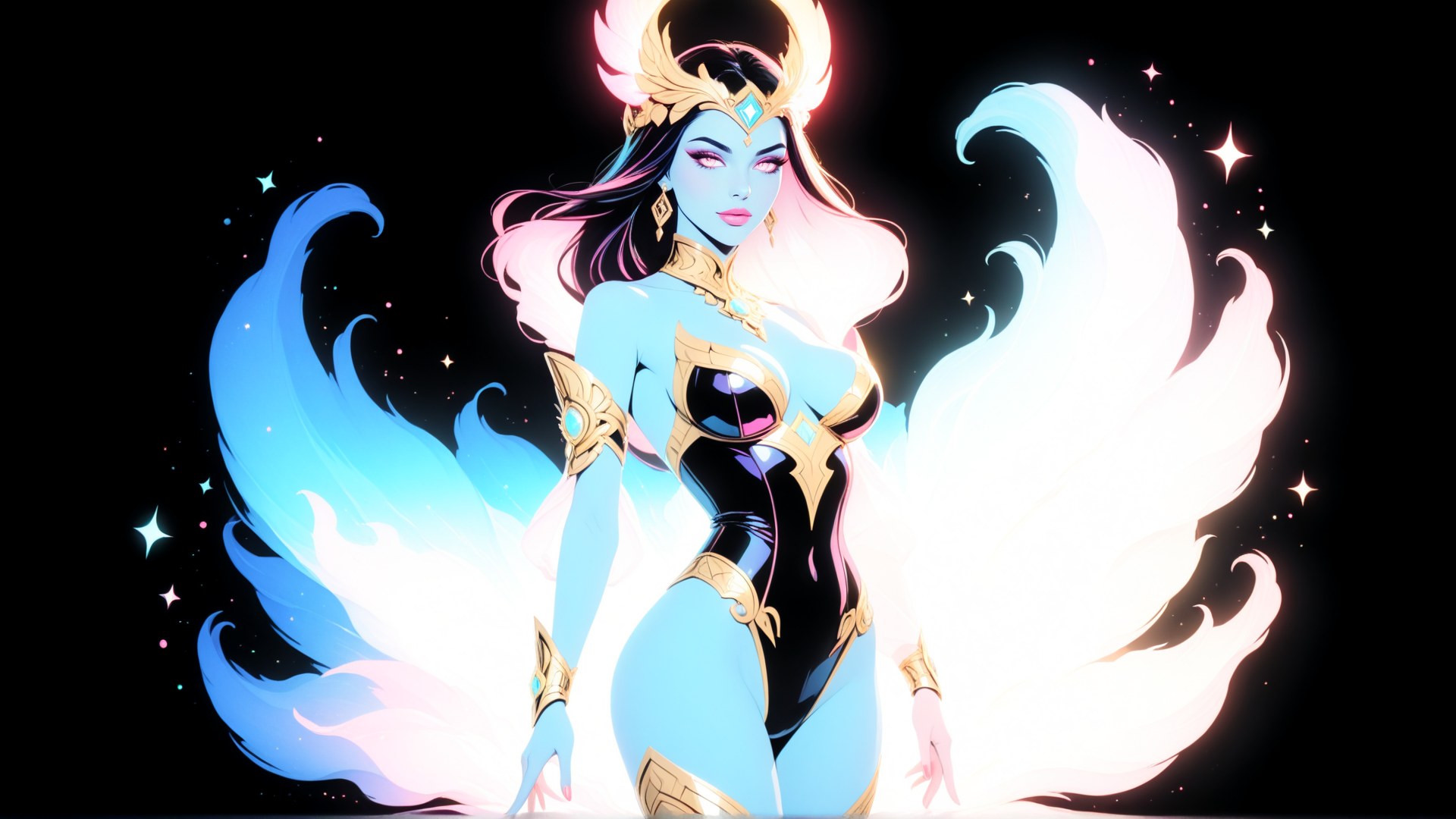 AI generated wallpaper featuring goddess, fantasy character, fashion