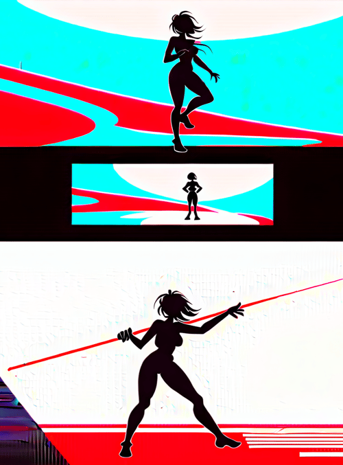 silhouette, woman, athlete