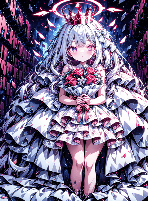 girl, princess, bouquet