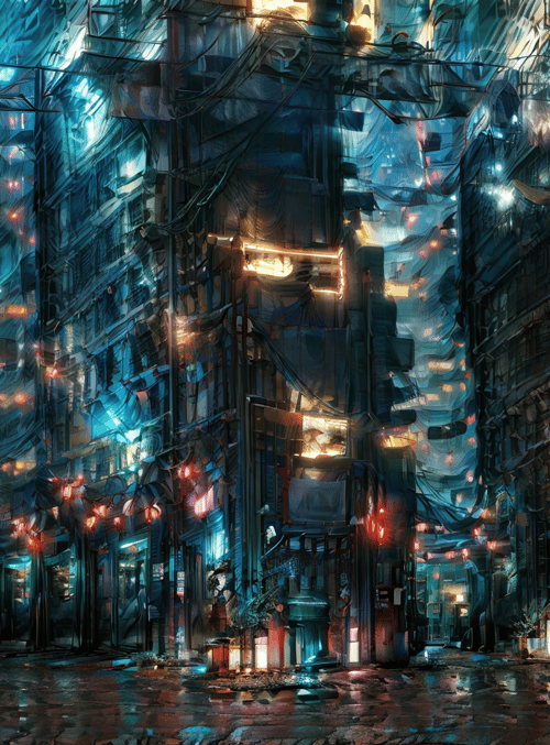 city, street, buildings